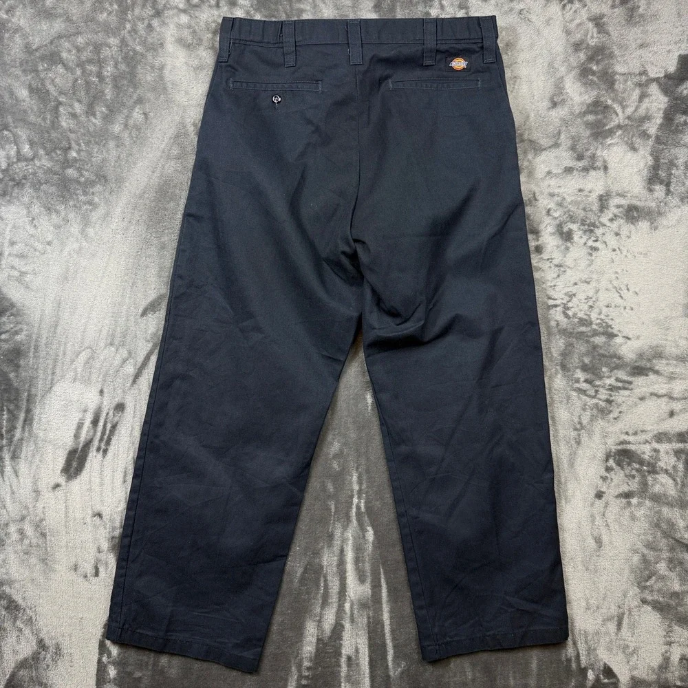 Dickies Work Pants Mens 33 Navy Blue Excellent Straight Leg Twill Trousers